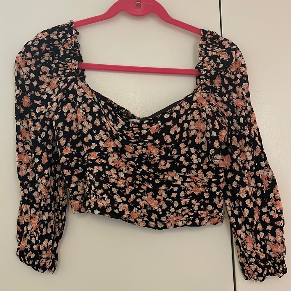 Zara floral top with smocked back